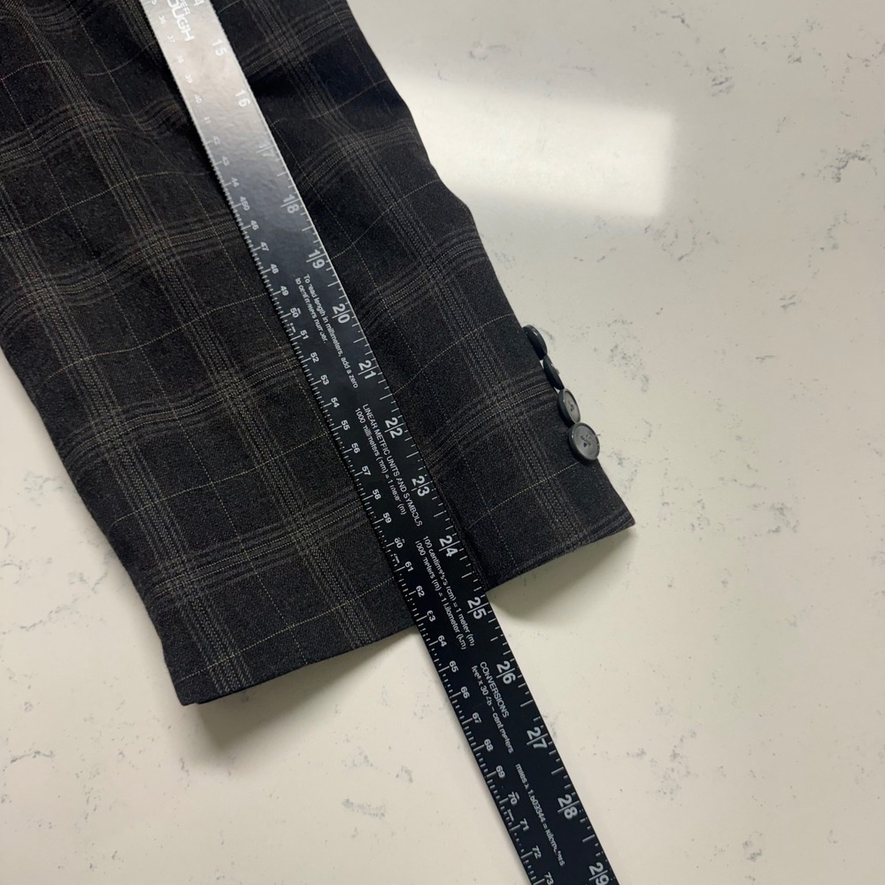 Oak Hill Plaid Sport Coat Mens 4XL (58R 60R) Dark Gray Check Two Button Blazer - Picture 8 of 10